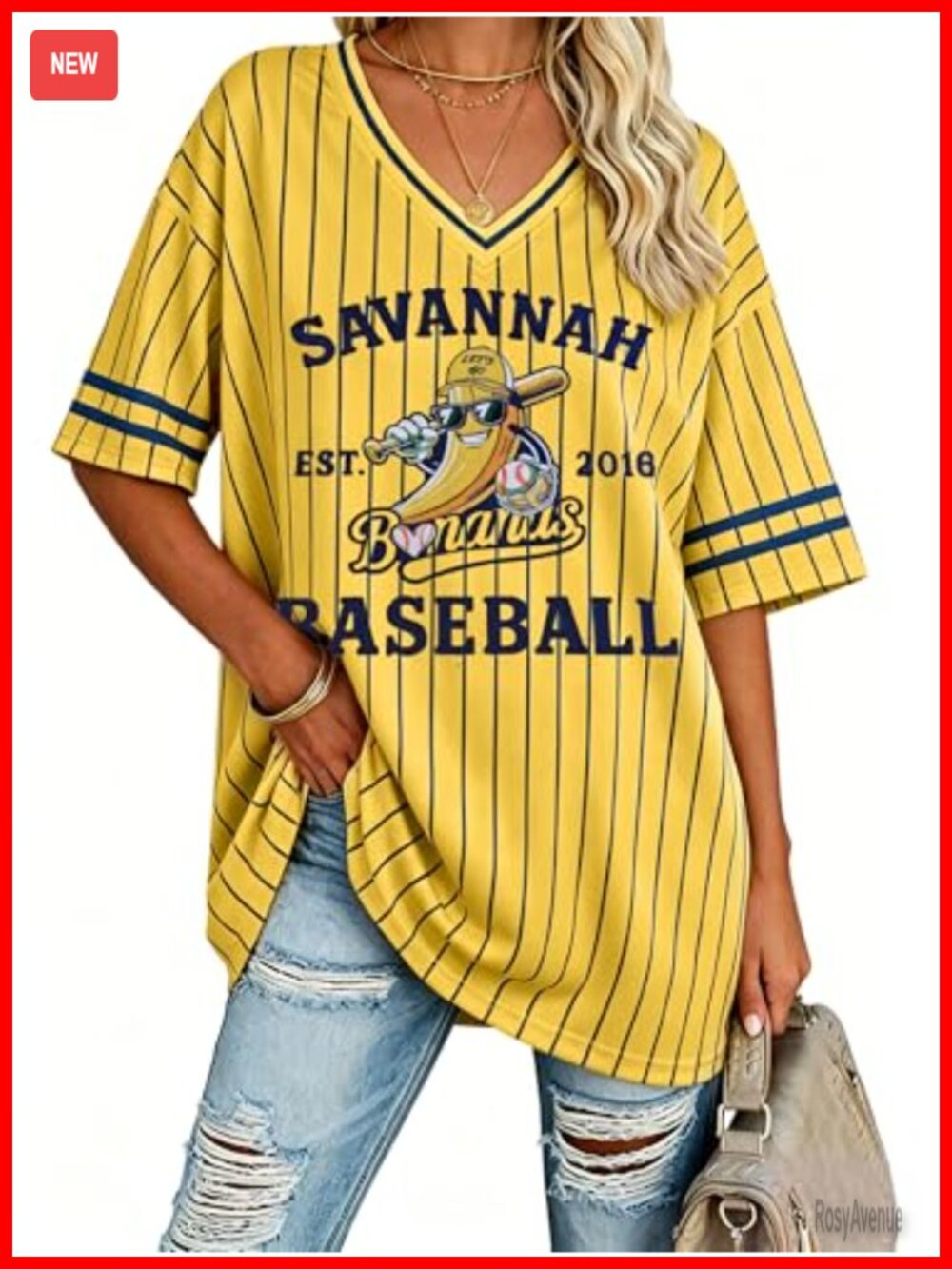 Baseball Jersey Women Funny Banana V Neck Short Sleeve Tee